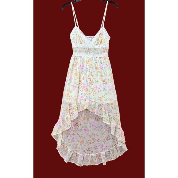 Rue 21 - Women's Summer Sleeveless High Low Hem Ruffle Floral Dress - White - XS - Picture 1 of 16